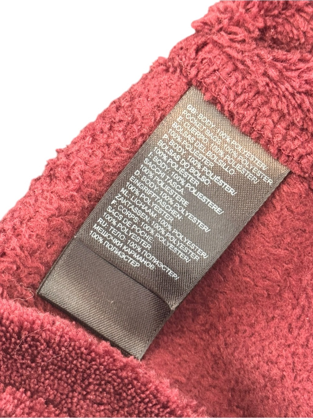 EUC The North Face Deep Burgundy Plush Fleece Funnel Neck Hoodie Size Large - Picture 5 of 5